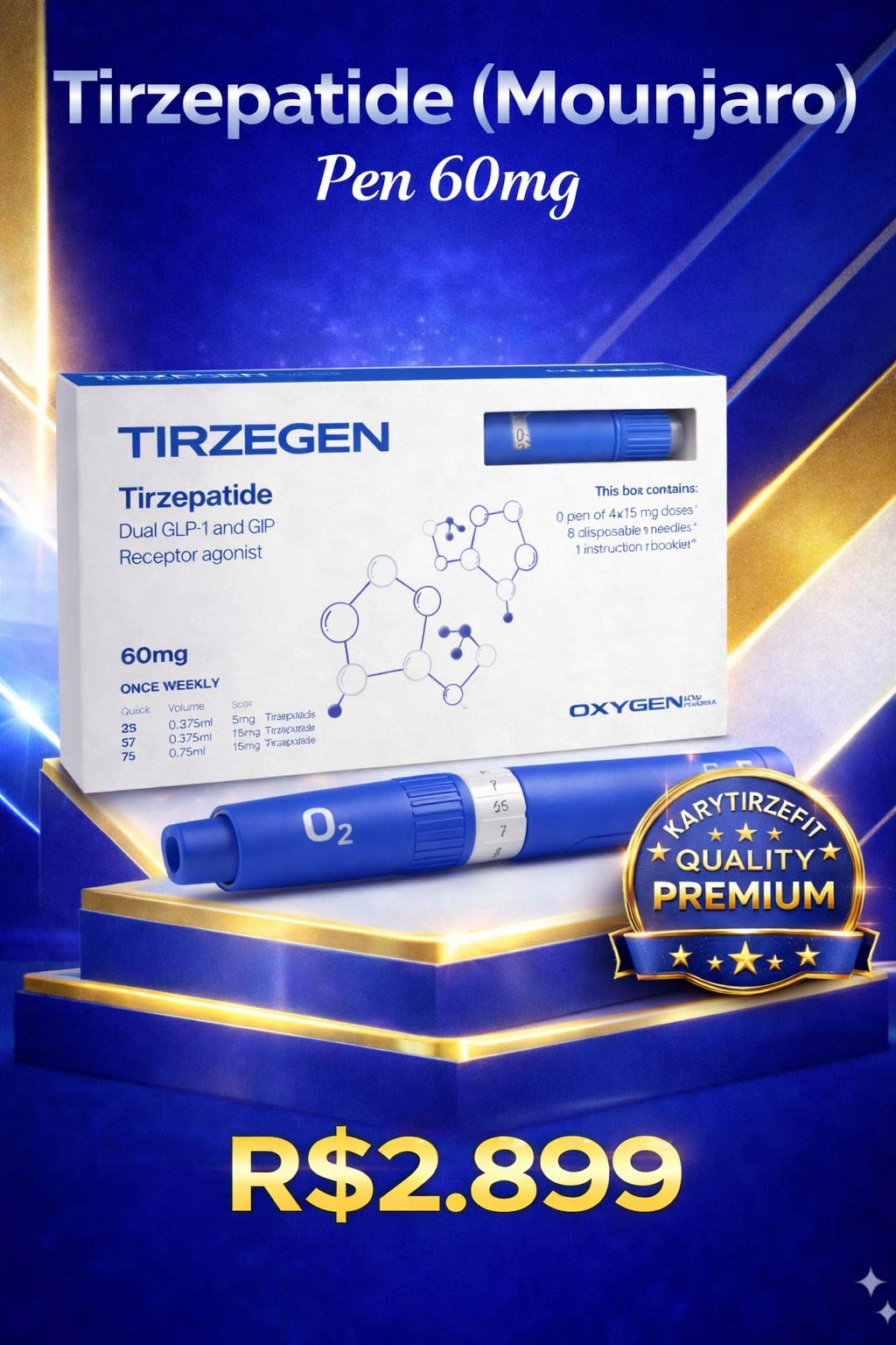 Tirzepatida Injection (Tirzepatide Mounjaro) Peptideo para Emagrecimento GLP2 Pen OxyG