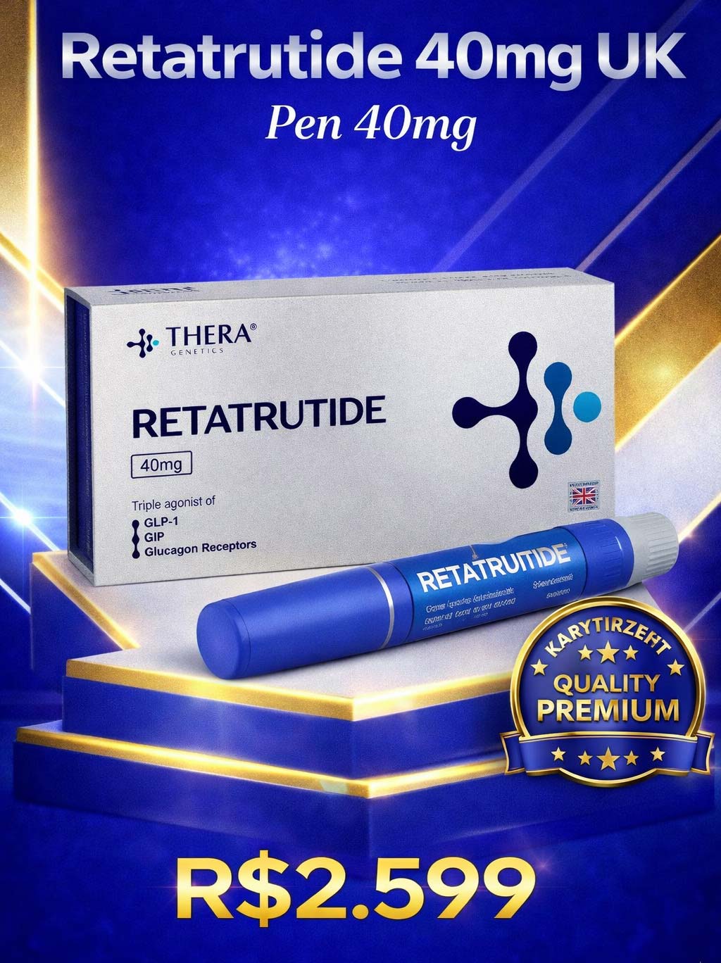 Retatrutide Solucao Injetavel 40mg (Retatrutida) GLP3 Peptide Genetics
