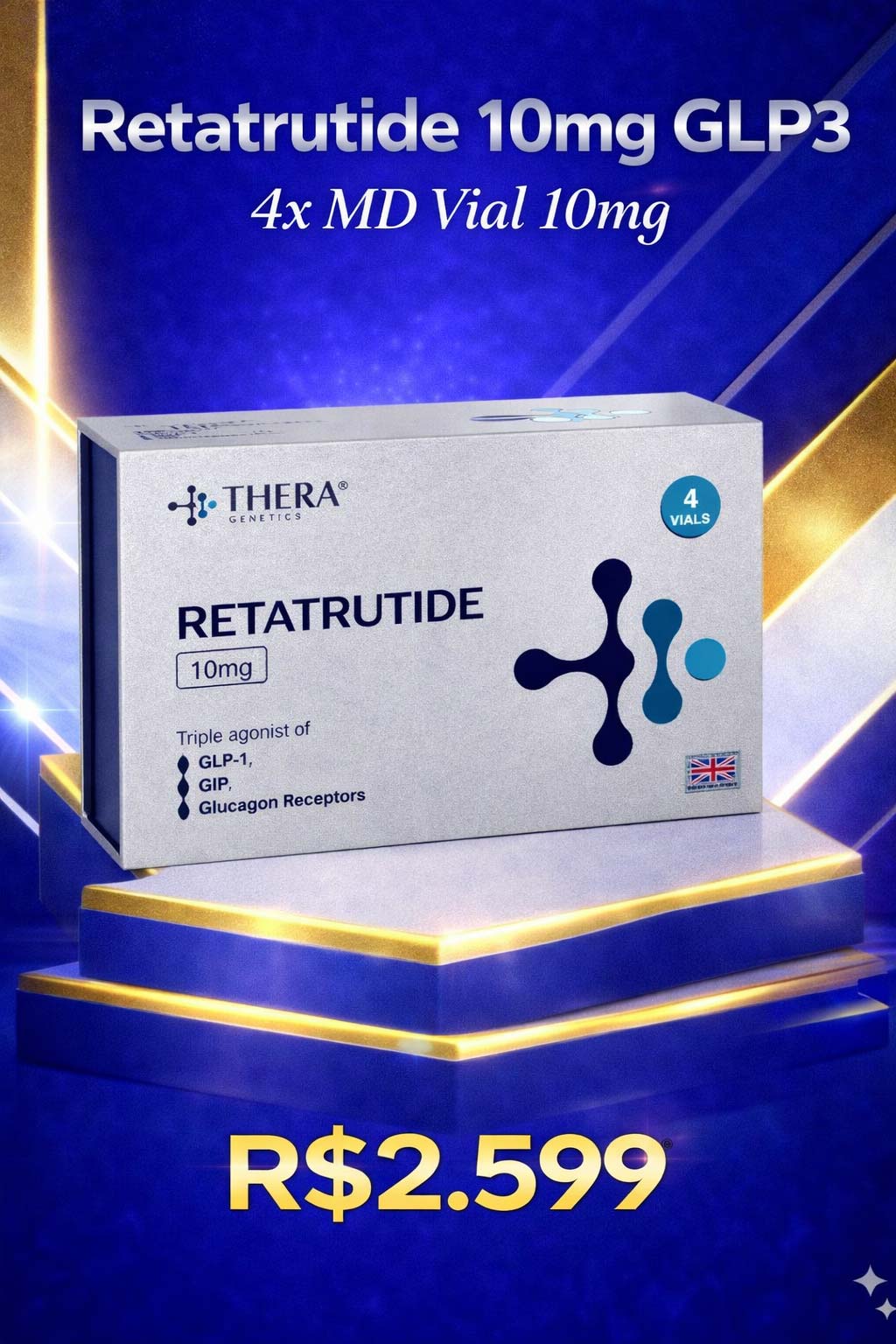 Retatrutide Solucao Injetavel 40mg Vial (Retatrutida) GLP3 Peptide Genetics