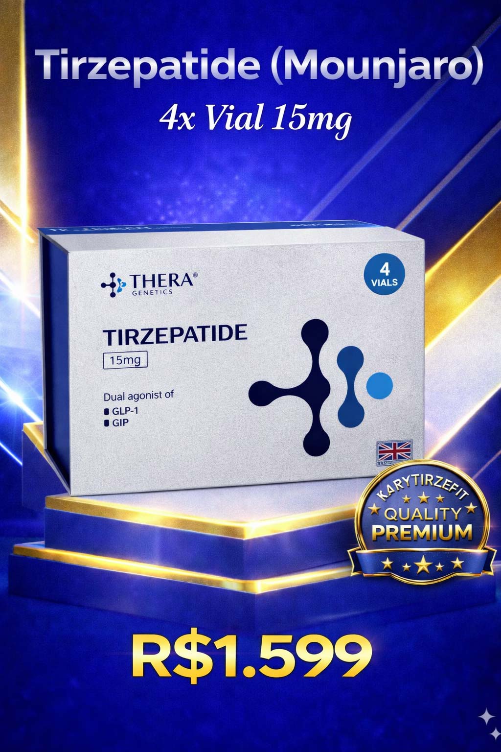 Tirzepatida Injection (Tirzepatide Mounjaro) Peptideo para Emagrecimento GLP2 Genetics 60mg