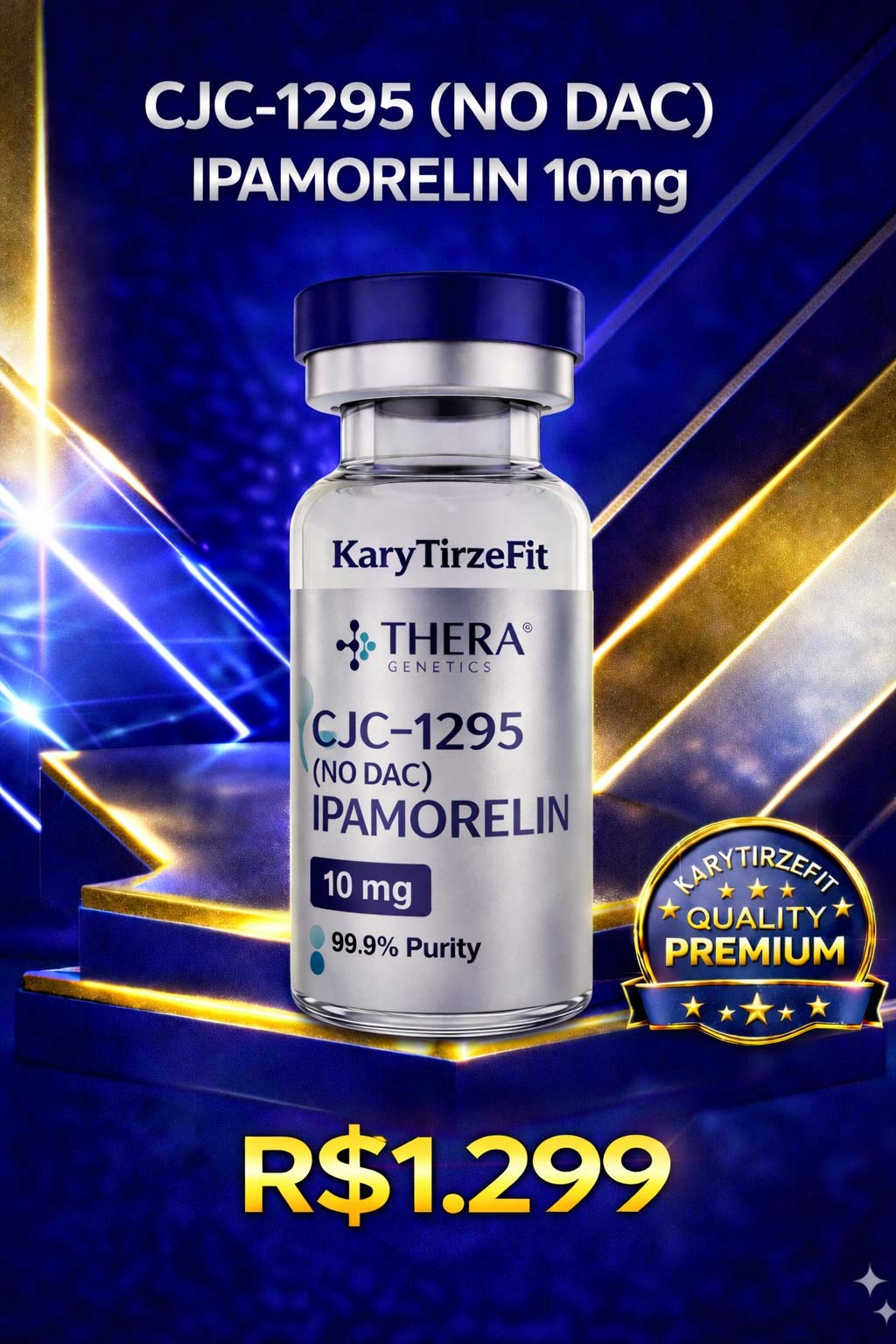 Peptideo Ipamorelin CJC-1295 Massa Muscular Recuperação Redução de Gordura Genetics 10mg