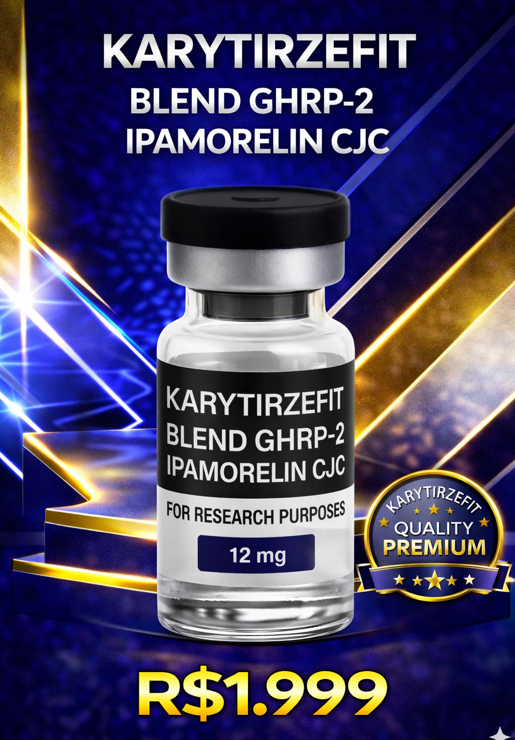 Peptideo Ipamorelin CJC-1295 Massa Muscular Recuperação Redução de Gordura GPharm 12mg