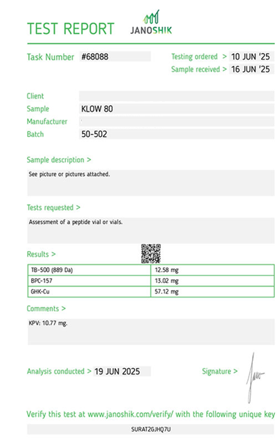 Peptideo KLOW Blend Metabolismo e Energia Cooper 80mg Rejuvenescimento e Reparação