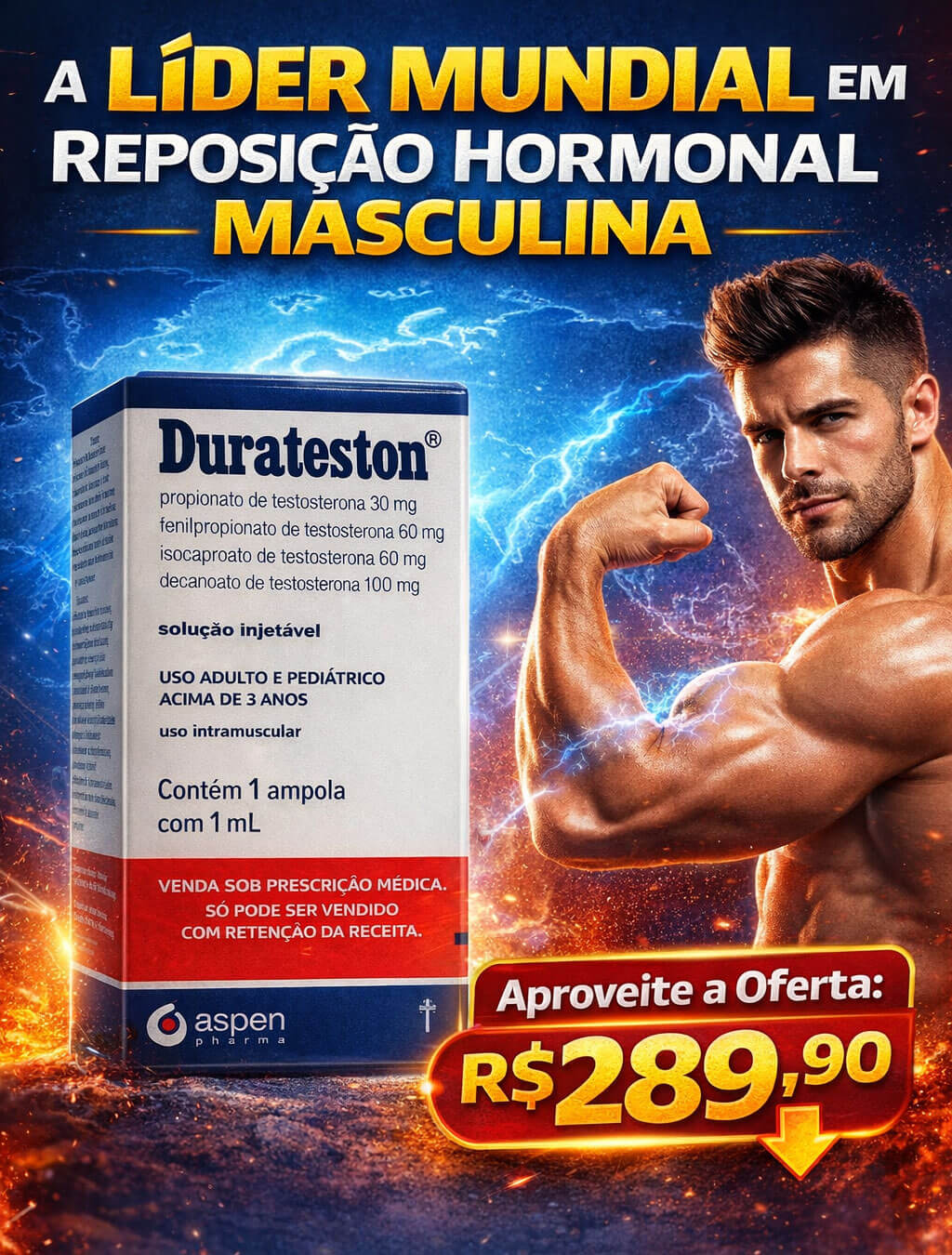 Testosterone Mix Pre-Hormonal Aspen (Durasteston) 250mcg Ampola Dose Semanal