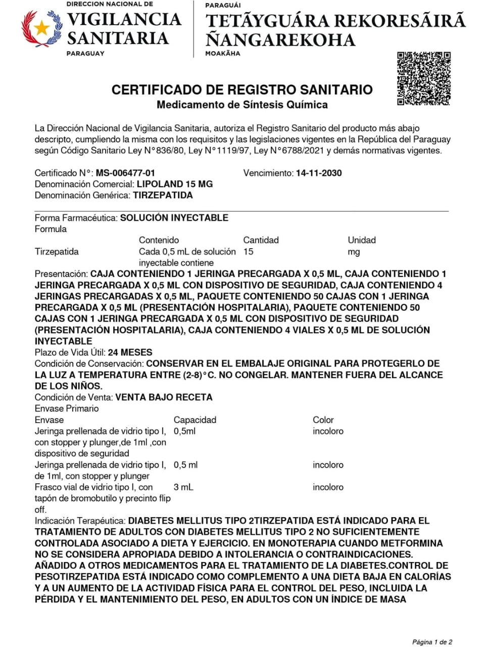 Lipoland Landerlan Tirzepatida 15mg 4 Ampolas