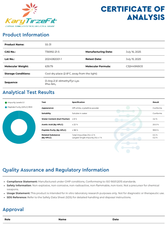 SS-31 Peptideo para Performance e Energia  50mg Genesis