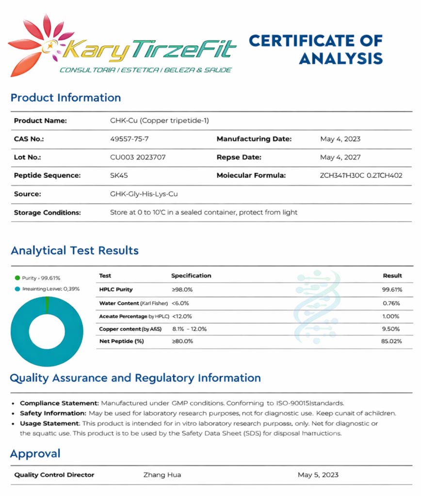GHK-CU 100mg Peptídeo para Tratamento da Pele Elasticidade Colageno Rejuvenescimento