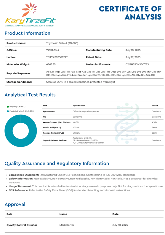 Peptideo TB-500 Thimosyn Beta-4 Recuperação Esportiva Lesões e Reparação